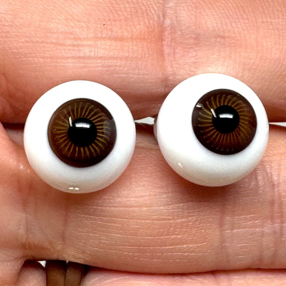 Vintage German Kais Blown Glass Globe Doll Eyes Brown 12mm Restoration Supply